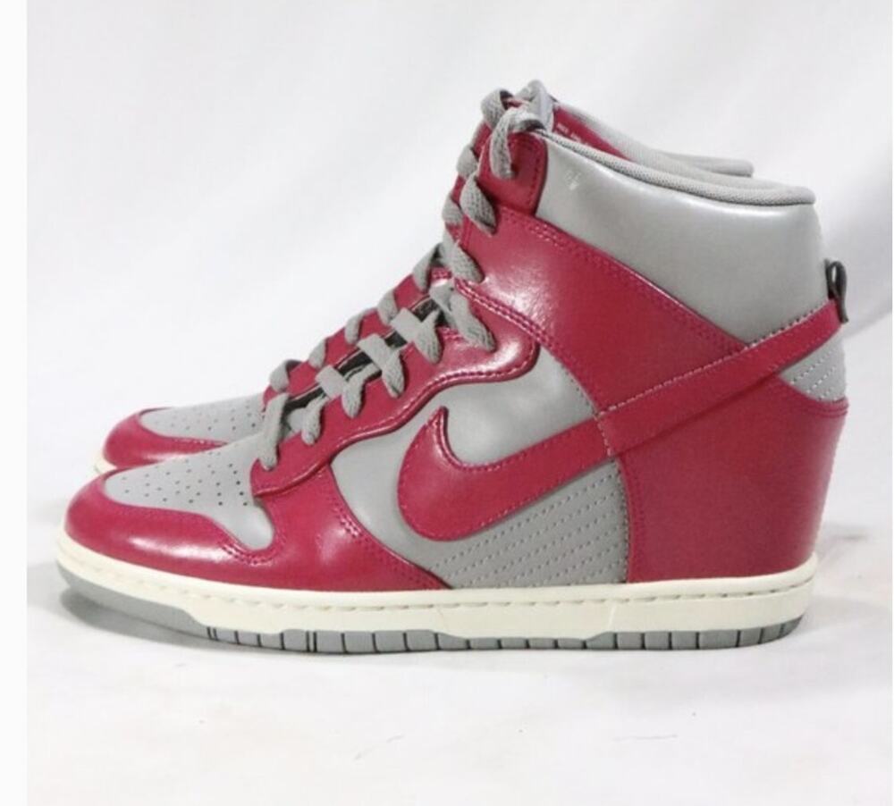 NIKE DUNK SKY HI GREY FUSCHIA 528899-001 WOMEN'S HIDDEN WEDGE HEEL SHOES 10